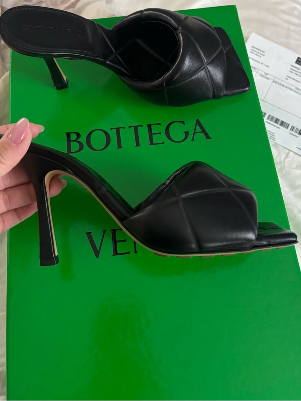 Bottega Veneta Black Padded Square-Toe Heels black size 37